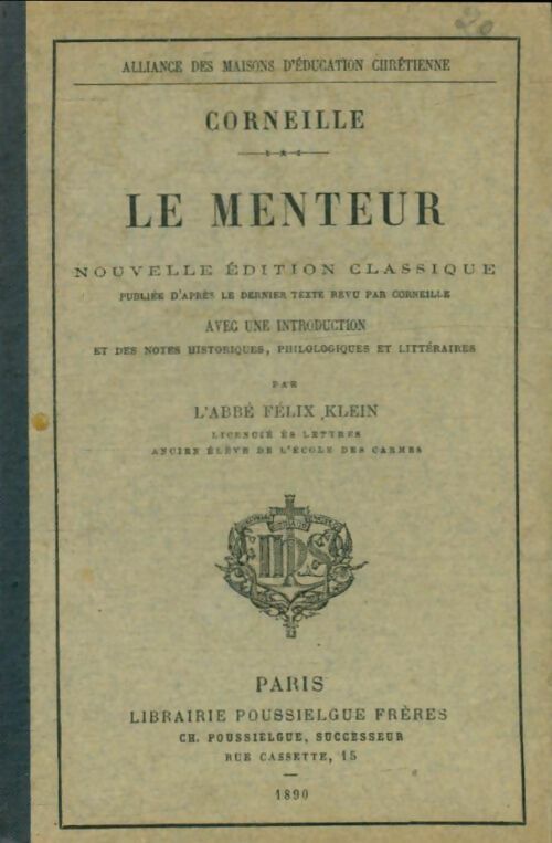 Livrenpoche : Le menteur - Pierre Corneille - Livre