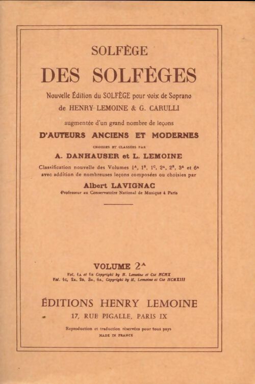 Livrenpoche : Solfège des solfèges volume 2A - Henry Lemoine - Livre