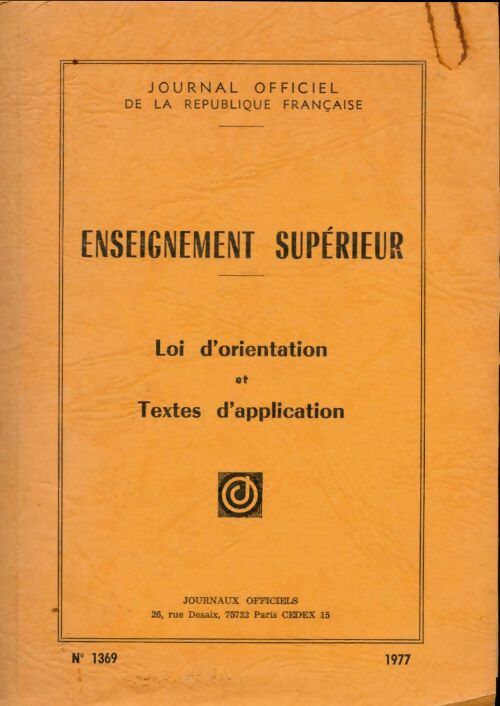 Livrenpoche : Enseignement supérieur : Loi d'orientation et textes d'application - Collectif - Livre