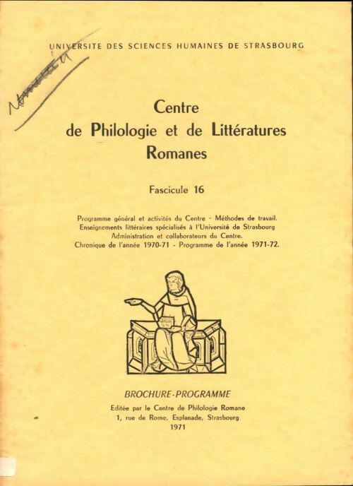 Livrenpoche : Centre de philologie et de littératures romanes n°16 - Collectif - Livre
