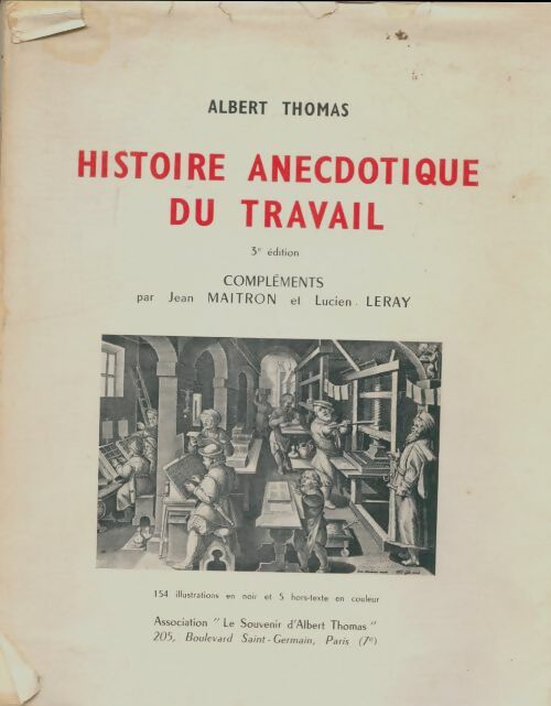 Livrenpoche : Histoire anecdotique du travail - Albert Thomas - Livre