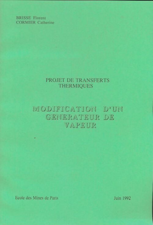 Livrenpoche : Modification d'un générateur de vapeur - Florent Brisse - Livre