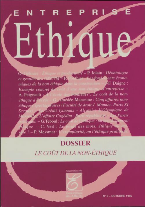 Livrenpoche : Entreprise éthique n°5 : Le coût de la non-ethique - Collectif - Livre