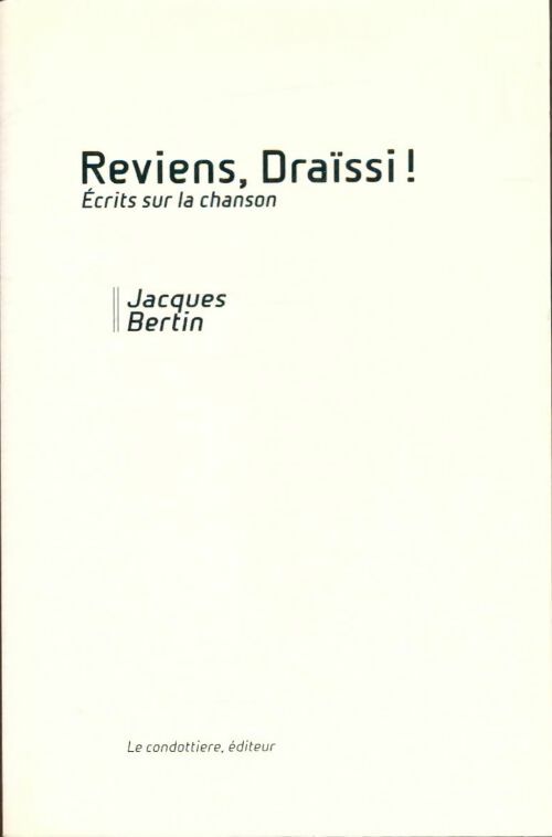 Livrenpoche : Reviens, Draïssi  - Jacques Bertin - Livre