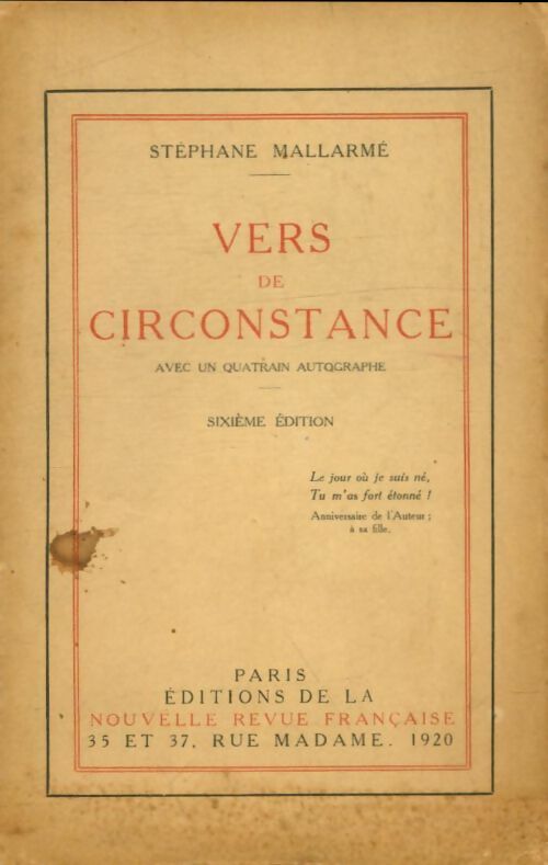 Livrenpoche : Vers de circonstance - Stéphane Mallarmé - Livre