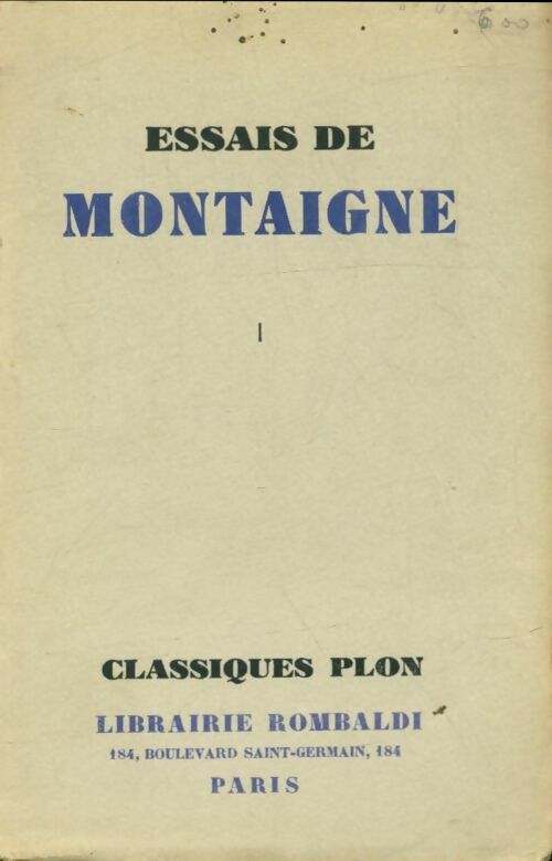 Livrenpoche : Essais de Montaigne Tome I - Michel De Montaigne - Livre