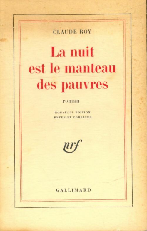 Livrenpoche : La nuit est le manteau des pauvres - Claude Roy - Livre