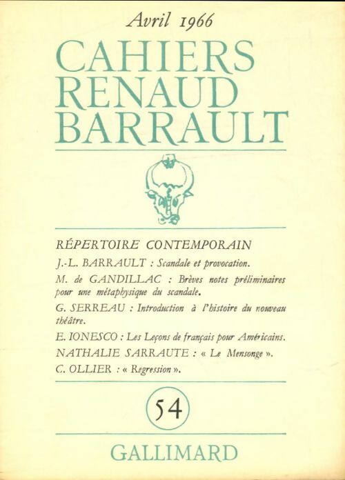 Livrenpoche : Cahiers Renaud-Barrault n°54 - Collectif - Livre
