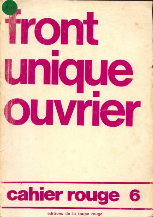 Livrenpoche : Front unique ouvrier - Jean-Marie Freyssart - Livre
