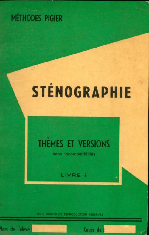 Livrenpoche : Sténographie thèmes et versions Tome I - Collectif - Livre