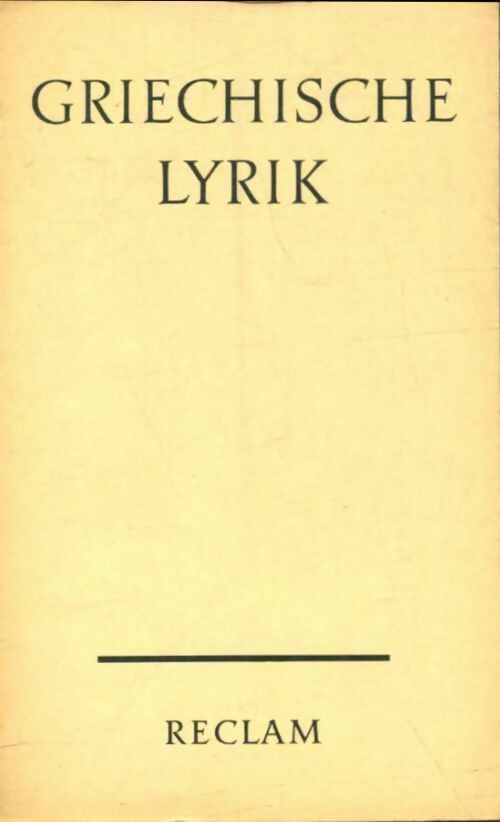 Livrenpoche : Griechische lyrik - Collectif - Livre