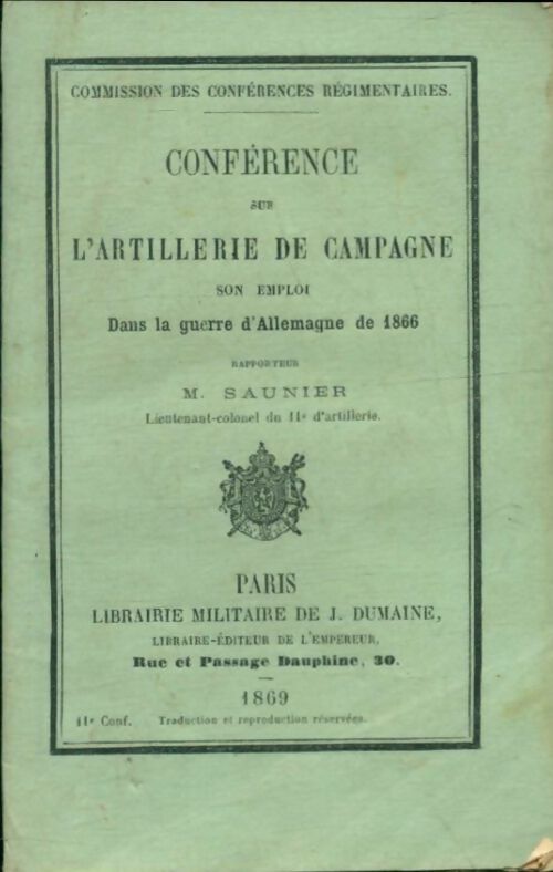 Livrenpoche : Conférence sur l'artillerie de campagne - Charles-Louis-Auguste Saunier - Livre