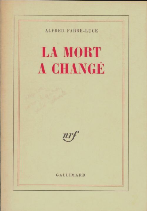 Livrenpoche : La mort a changé - Alfred Fabre-Luce - Livre
