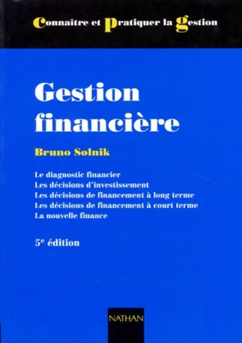 Livrenpoche : Gestion financière - 5ème édition - Bruno Solnik - Livre