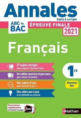 Français 1re - sujets et corrigés 2021 - Anne Cassou-Nogues -  Annales ABC du Bac - Livre