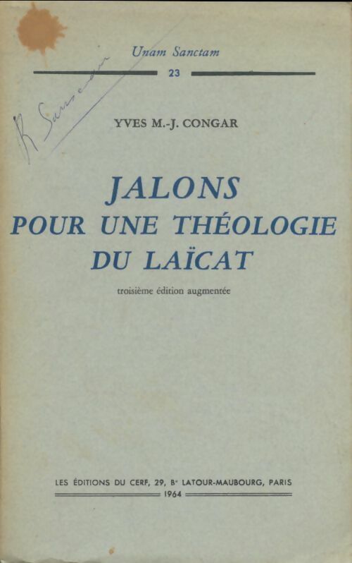 Livrenpoche : Jalons pour une théorie du laïcat - Yves Congar - Livre