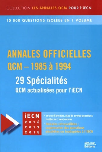 Livrenpoche : Annales officielles QCM - 1985 à 1994 : 29 spécialités - Axel André - Livre