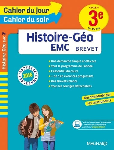 Livrenpoche : Cahier du jour/cahier du soir histoire-géo-emc 3e - nouveau programme 2016 - Nadine Daboval - Livre