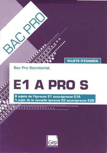 Livrenpoche : E1 a pro s - élève - François Cartier - Livre