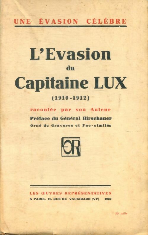 Livrenpoche : L'évasion du Capitaine Lux (1910-1912) - Capitaine Lux - Livre