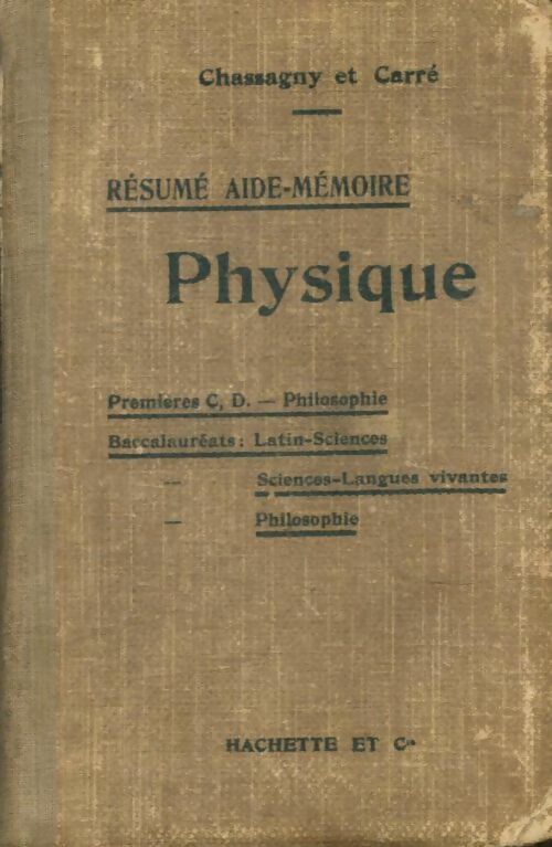 Livrenpoche : Résumé aide-mémoire : Physique - F. M.; Carré - Livre