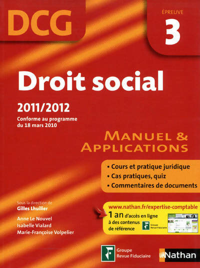 Livrenpoche : Droit social épreuve 3 DCG 11 - Gilles Lhuilier - Livre