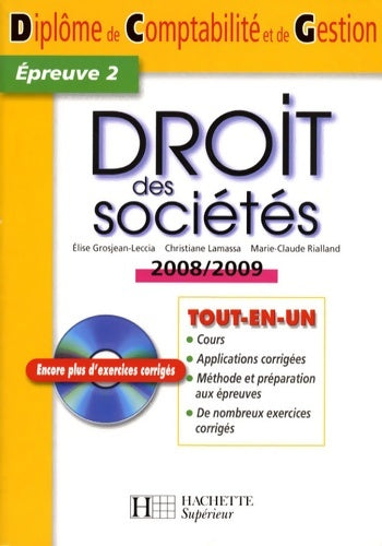 Livrenpoche : Droit des sociétés 2008-2009 - DCG Épreuve 2 + CD - Christiane Lamassa - Livre
