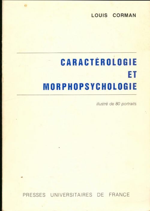 Livrenpoche : Caractérologie et morphopsychologie - Louis Corman - Livre