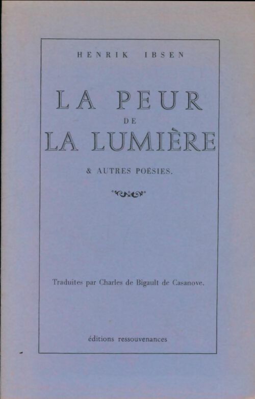 Livrenpoche : La peur de la lumière & autres poésies - Henrik Ibsen - Livre