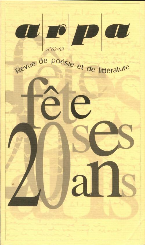 Livrenpoche : Arpa n°62-63 - Collectif - Livre
