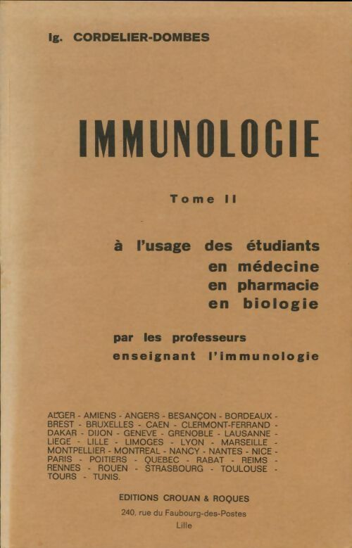 Livrenpoche : Immunologie Tome II - L.G. Cordelier-Dombes - Livre