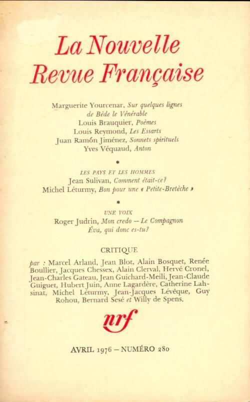 Livrenpoche : La nouvelle revue française n°280 - Collectif - Livre
