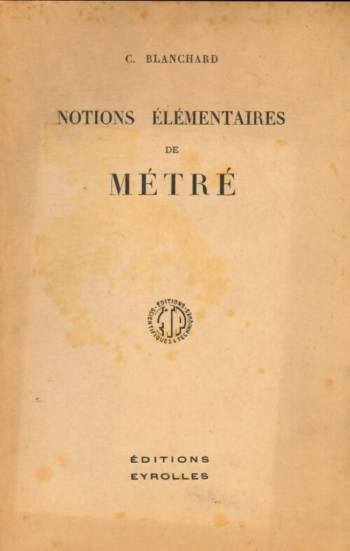 Livrenpoche : Notions élémentaires de métré - C Blanchard - Livre