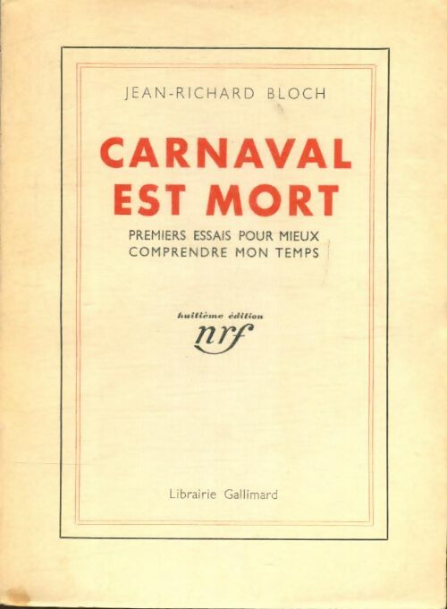 Livrenpoche : Carnaval est mort - Jean-Richard Bloch - Livre