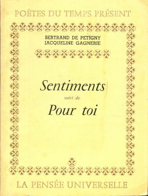 Livrenpoche : Sentiments suivi de Pour toi - Jacqueline Bertrand; Gagnerie - Livre