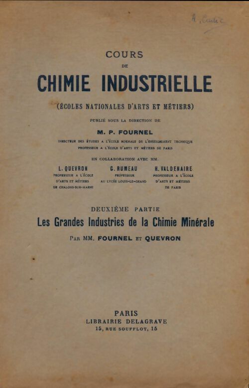 Livrenpoche : Cours de chimie industrielle Tome II - M.P Fournel - Livre