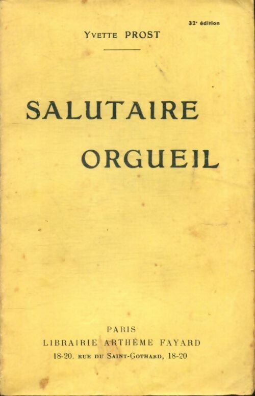 Livrenpoche : Salutaire orgueil - Yvette Prost - Livre