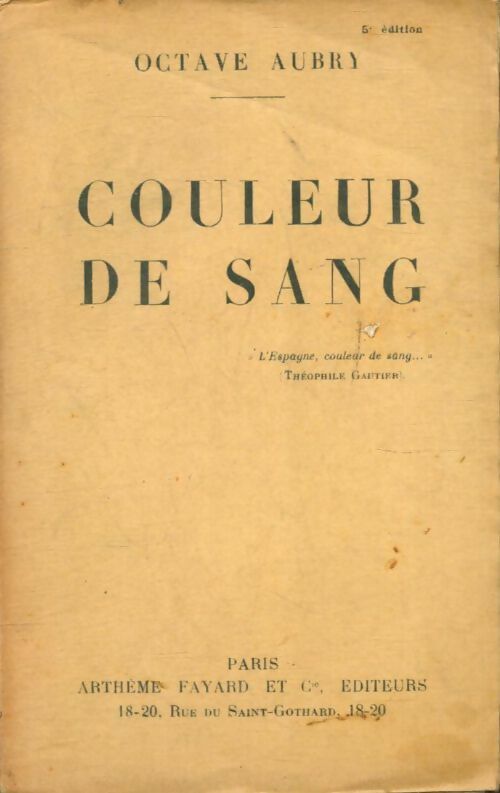 Livrenpoche : Couleur de sang - Octave Aubry - Livre