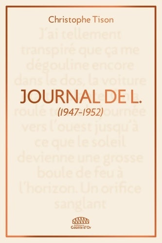 Livrenpoche : Journal de L. - Christophe Tison - Livre