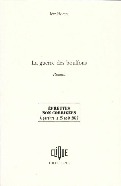 Livrenpoche : La Gguerre des bouffons - Idir Hocini - Livre