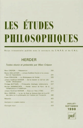 Livrenpoche : études philosophiques 1998 numéro 3 - Collectif - Livre