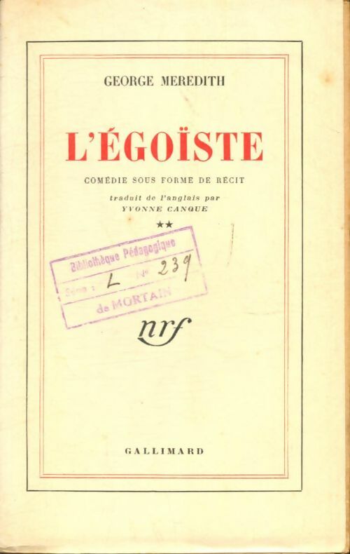 Livrenpoche : L'égoïste Tome Ii - George Meredith - Livre
