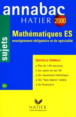 Livrenpoche : Annabac sujets 2000 - mathématiques ES - R. Merckhoffer - Livre