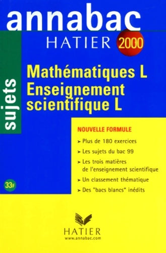 Livrenpoche : Annabac sujets 2000 - mathématiques et enseignements scientifiques L - R. Merckhoffer - Livre