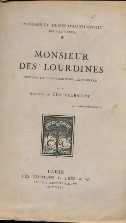 Livrenpoche : Monsieur des Lourdines - Alphonse De Chateaubriant - Livre
