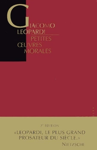 Livrenpoche : Broché - petites oeuvres morales - Giacomo Leopardi - Livre