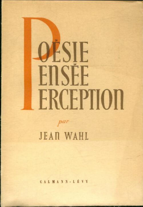 Livrenpoche : Poésie, pensée, perception - Jean Wahl - Livre