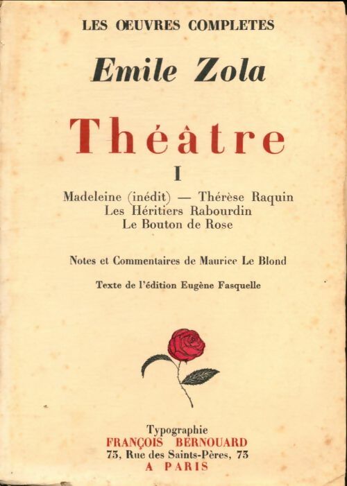 Livrenpoche : Théâtre Tome I - Emile Zola - Livre