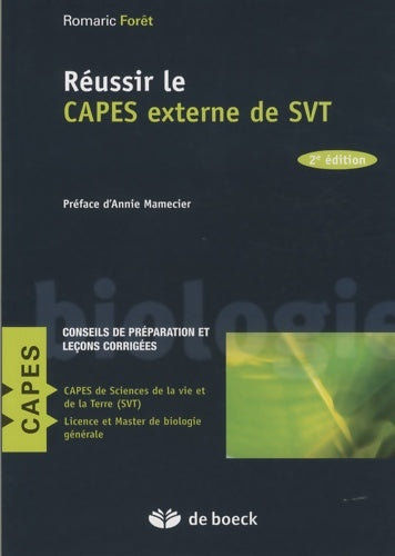 Livrenpoche : Réussir le Capes externe de SVT - Romaric Foret - Livre