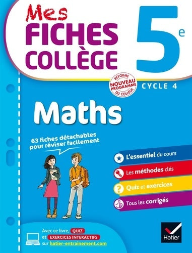 Livrenpoche : Mes fiches collège Maths 5e : 63 fiches de révisions - Corinne De Reggi - Livre